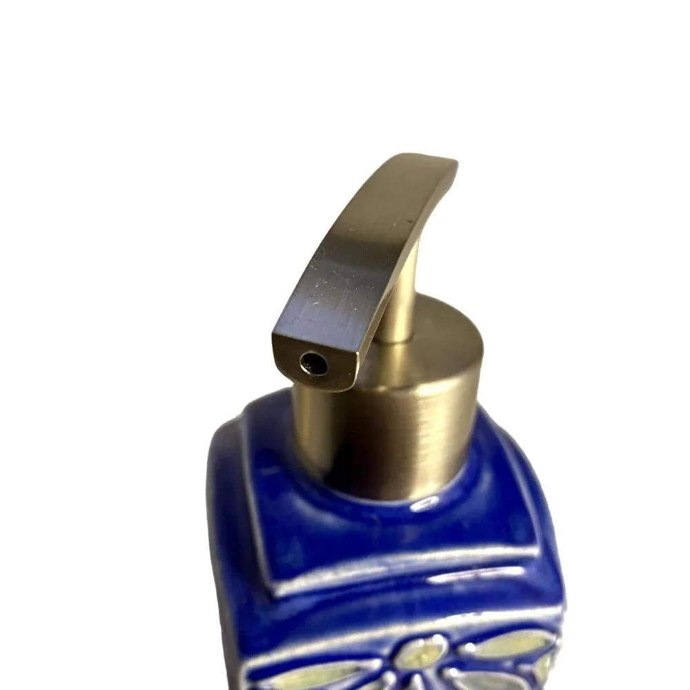 #8188 COBALT BLUE WITH SILVER COUNTER SOAP DISPENSER AET  BIRD LOGO HAND MADE